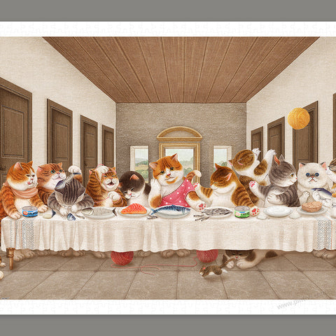 Pintoo H3182 Cats's Last Supper - 1000 Piece Jigsaw Puzzle by Nyangsongi