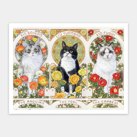 Pintoo H3713 Three Pictures of Cats in the Alphonse Mucha Style - 1200 Piece Jigsaw Puzzle by Giaciu