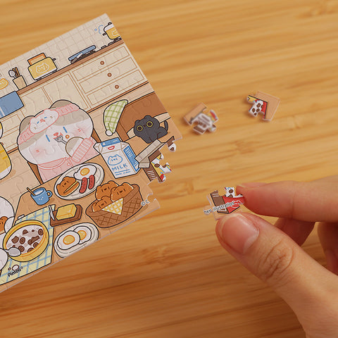 Pintoo Q1317 Cat Brand Breakfast - 80 Piece XS Jigsaw Puzzle by Chen Chen