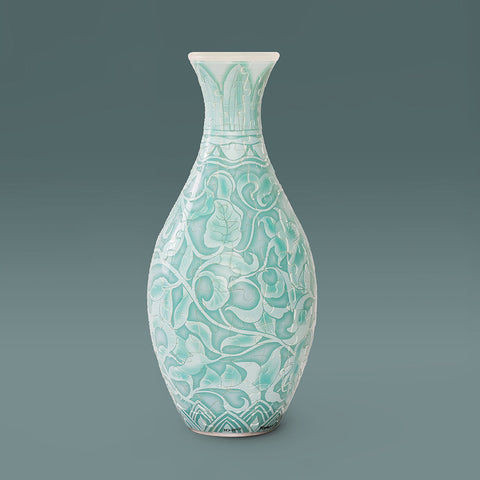 Pintoo S1036 Glazed Relief Vase - 3D Puzzle Vase Jigsaw Puzzle by Blue and White
