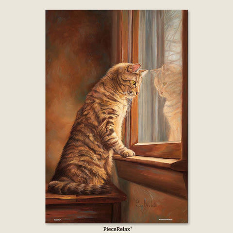 Pintoo U1054 Peering out the Window - 504 Piece Jigsaw Puzzle by Lucie Bilodeau