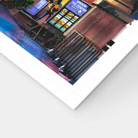 Neon Flashes on a Rainy Night - 1000 Piece Jigsaw Puzzle