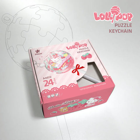 Pintoo - Hello Kitty Series - Strawberry Flavor - Lollipop Puzzle Keychain [A4012]