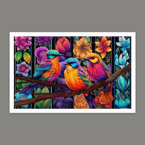 Pintoo H3551 Colors Carnival - Kingfisher Among Flowers - 1000 Piece Jigsaw Puzzle by Bigelow Illustrations