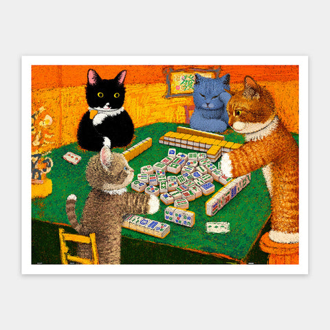 Pintoo H4052 A Few Rounds of Meow Generals - Mahjong Friends Kitten - 1200 Piece Jigsaw Puzzle by Niuniu in Famous Paintings