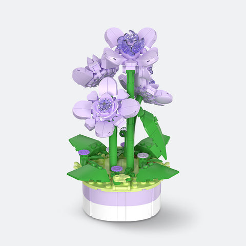 Pintoo KZ1029 Violet - Mini Bricks Potted Plant Jigsaw Puzzle