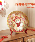 Pintoo PL1035 Lucky Cat and Lantern Festival Flowers - 3D Puzzle Plate Jigsaw Puzzle by Sweety Miaomiao Wan